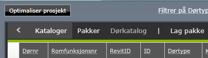 Eksempel på ny prosjektkode. Ny/endret prosjektkode vil kunne brukes på andre dørtyper senere i prosjektet, men har ikke innvirkning på andre prosjekter.