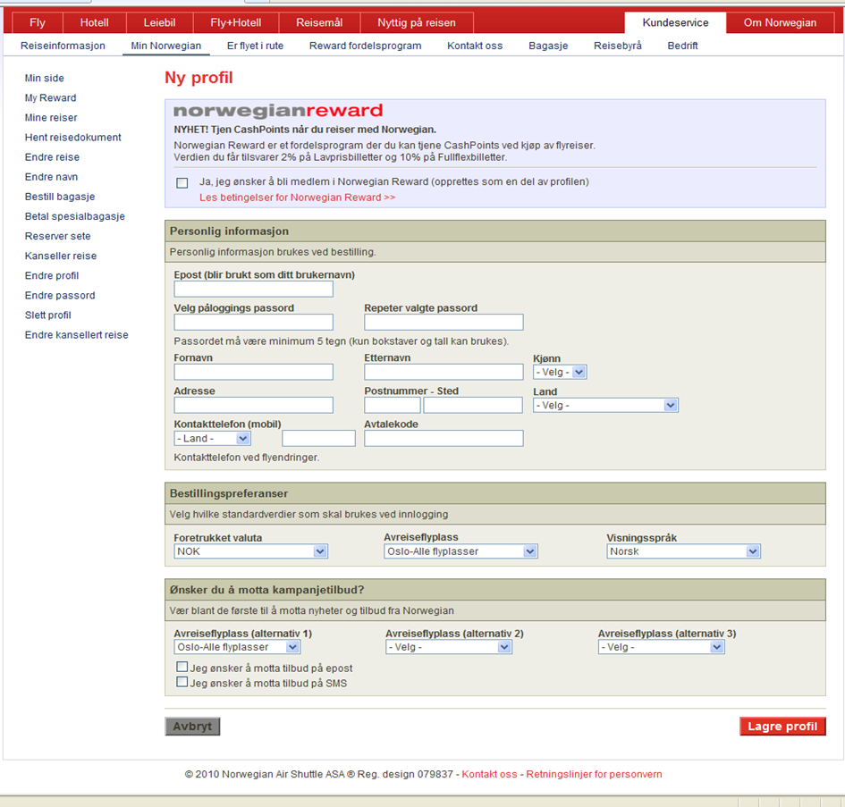 Avtalekoden i din internettprofil Nå kan du legge inn din bedriftsavtalekode i din personlige brukerkonto/internettprofil.