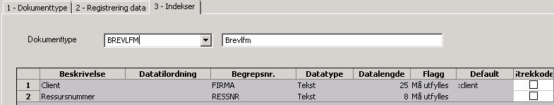 Dokumenttype opprettes i skjermbildet Dokumenttype som finnes under Agresso Felles Dokumentarkiv Faste