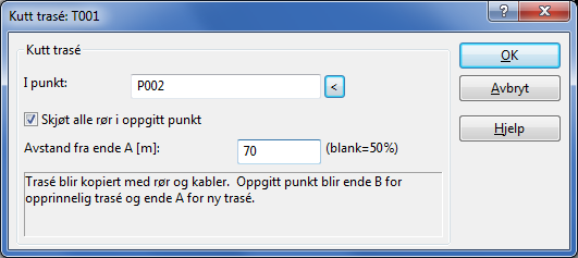 Slå sammen 2 traséer Hvis du ved en glipp har opprettet 2 traséer ved siden av hverandre kan du slå disse sammen. Dette flytter rør, subrør og kabler over til den andre traséen. Slik gjør du det: 1.