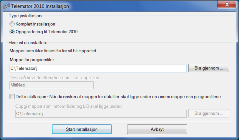 Hvordan komme i gang Installasjon av program Installasjonsprogrammet pakker ut og kopierer filene til disken din. Ved første gangs installasjon 1. Sett CD-en for TELEMATOR inn i CD-stasjonen.