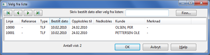 1. Velg Prosjekt i Vis menyen 2. Sett fokus på raden som har det prosjektnummeret du skal slette. 3. Trykk på knappen Slett. 4.