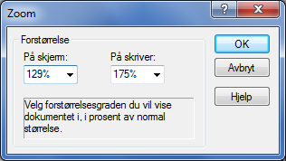 Figur 86 viser dialogen for skalering av nettdiagram på skjerm og skriver. Når du skaler på skriveren kan du sjekke med forhåndvisning til du blir fornøyd med utseende.