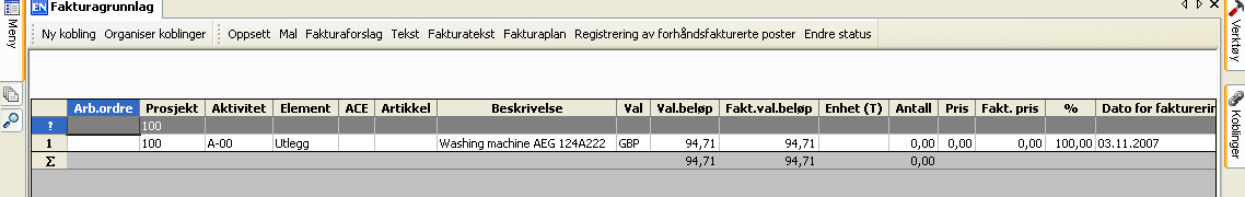 Oppdatert Bruker Dato for siste oppdatering. Brukeren som utførte den siste oppdateringen.