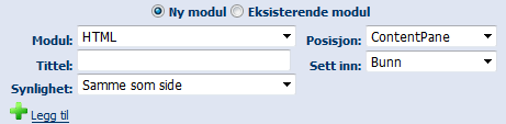 4 Moduler 4.1 Generelt om moduler De enkelte menypunkter inneholder sider eller undersider. På de enkelte sider må det defineres hvilket type informasjon dere ønsker å ha.