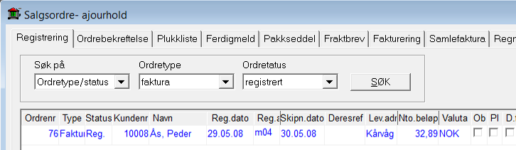 Fra registreringsbildet kan du endre all informasjon om en post. Noen registreringsbilder har så mange opplysninger at de er organisert med flere delvindu inne i bildet.