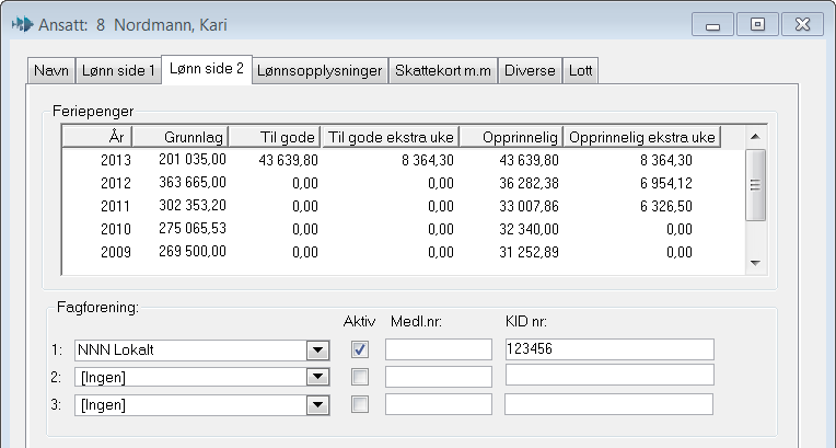 Sluttdato: Avdeling / Bærer: Lønnsgruppe: Kundenummer: Kjønn: Brukes som til-dato på Lønns- og Trekk-oppgaven for ansatte som har sluttet i løpet av året. For øvrig kun til informasjon.