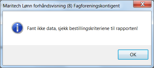 betyr det at programmet ikke fant noe å ta med på utskriften ut fra de valg du har gjort.