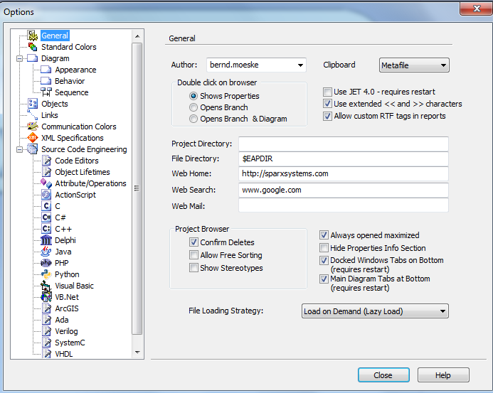 11.2.6 ANBEFALTE INNSTILLINGER Generelle innstillinger: - Velg Tools -> Options o o o o Angi navnet ditt som Author Vis properties info ved å sette General -> Hide Properties Info Section til false