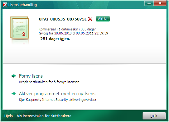 B R U K E R V E I L E D N I N G I dette vinduet kan du starte programaktivering (se avsnitt "Hvordan aktivere programmet" på side 53),