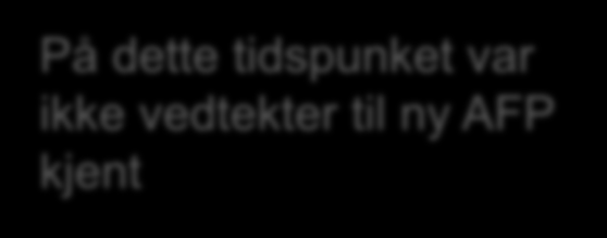 Mottak av pensjon o.l. uten tilsvarende arbeidsplikt På dette tidspunket var ikke vedtekter til ny AFP kjent Fylte 62 år 27.