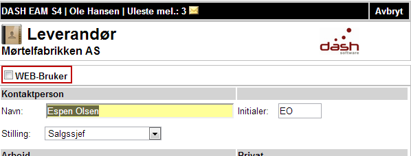 Adressat i redigeringsmodus Her kan du legge til via denne knappen legge til forskjellige standardadresser.