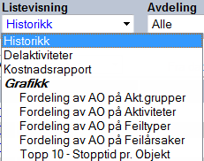 3.0.3 Min Historikk Min historikk viser alle historiske AO som innlogget bruker har vært ansvarlig for eller utførende på.