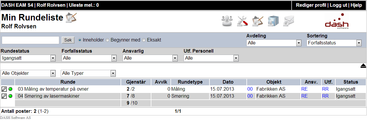 Min Meldingsboks 3.0.4 Min Meldingsboks Min Meldingsboks når du ved å klikke på dette ikonet som oppstartsside når du logger deg på Dash-web. For detaljer se kapittel 7.0.1 Meldingstjeneste.