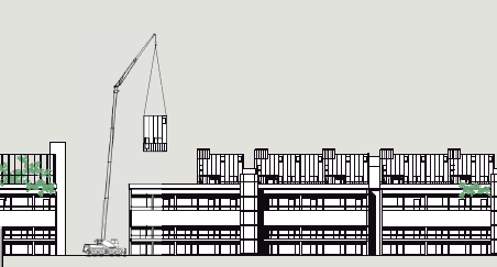 SOLTAG s prefabricated modules are manufactured under optimum conditions in the production hall then transported to the building site. Modules for SOLTAG are joined to form a housing unit.