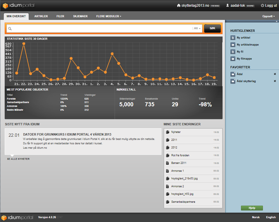 Statistikk: I statistikkbildet ser man statistikk for hele skytterlag2.