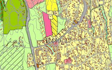 Figur 2-2: Kommuneplanens arealdel viser arealbruk ved reguleringsområdet langs Hellvikveien.