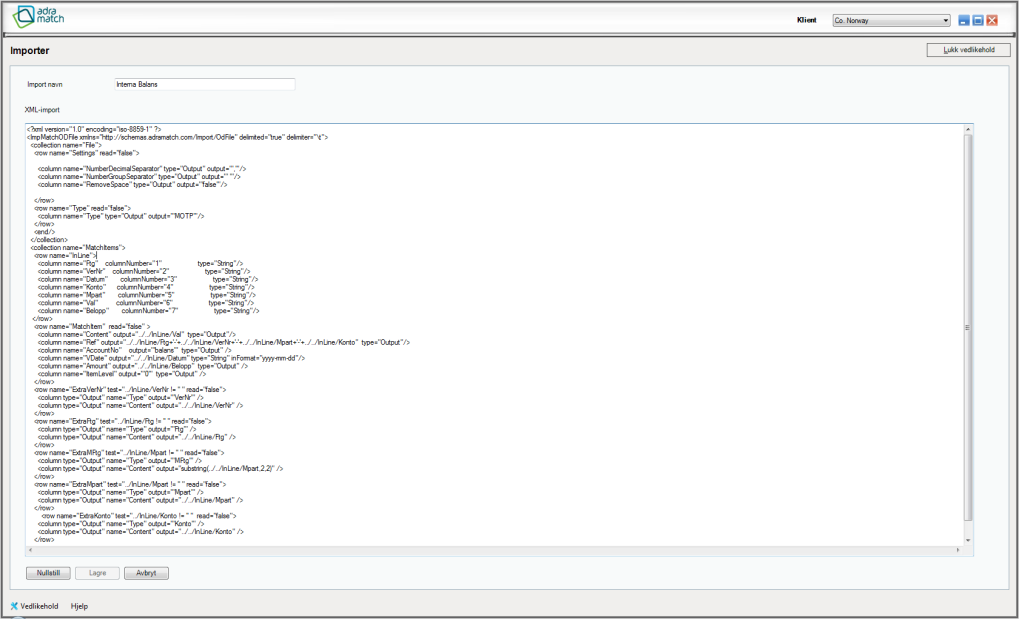 XML-import Velg XML.