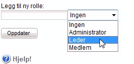 Side 37 6. Administrasjon» Innstillinger» Ny rolle Ny rolle Under dette valget i medlemsadministrasjonen kan dere definere ulike roller og tilgangsnivå på medlemmer som skal inn i databasen.