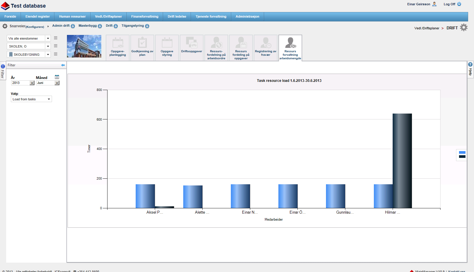 Process for setting up the O&M plans The system gives the operation planner an overview of the resource load at any given time,