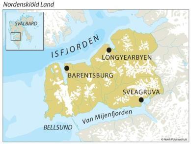 3.1.4 Geologien i området Adventdalen befinner seg i en del av Spitsbergen som kalles Nordenskioldland. Plasseringen av Nordenskioldland er vist i figur 3-11.