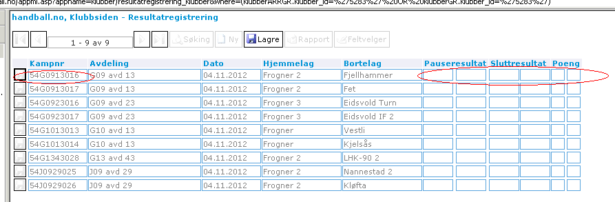 Hvordan registrere kampresultat. Gå inn på http://klubbsiden.handball.no/logon_klubb.