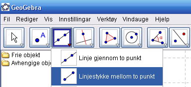 Pass på å skrive store bokstavar for punkt. Skriv du for eksempel a=(5,1) får du ikkje eit punkt, men ein vektor. Du får sannsynlegvis ikkje sjå alle punkta fordi teikneflata ikkje er rett innstilt.