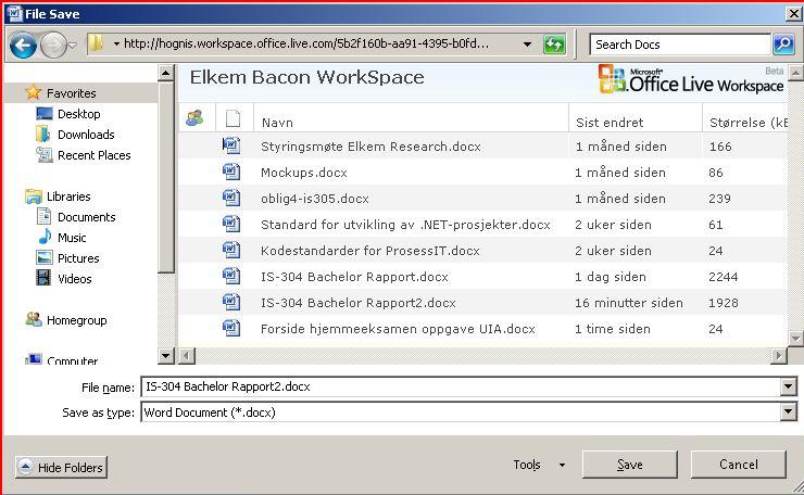 36 Elkem Windows Office Live Så ut til og funke litt dårligere enn google docs, men etter litt bruk så fikk vi til løsningen på dette området også.