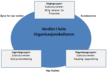 teamkulturer og avdelingskulturer. Illustrert i figur nr 6(Kaufmann m.fl. 1996:268). Figur 6 Storkultur og subkultur (Kaufmann m.