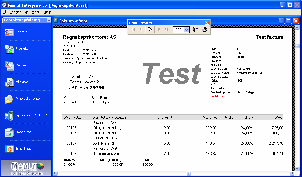 KLIENTOPPFØLGING, TIMEREGISTRERING