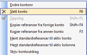Om du høyreklikker med musa i innenfor område til kontoplan så får du tilgang til følgende: Endre kontonummer (Skift +F5) Klikk på knappen Endre konto nr.