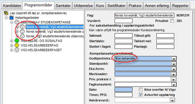 REGISTRERING SAMTALER REALKOMP.VURDERING OPPLÆRING DOKUMENTASJON RYDDING VEDL.