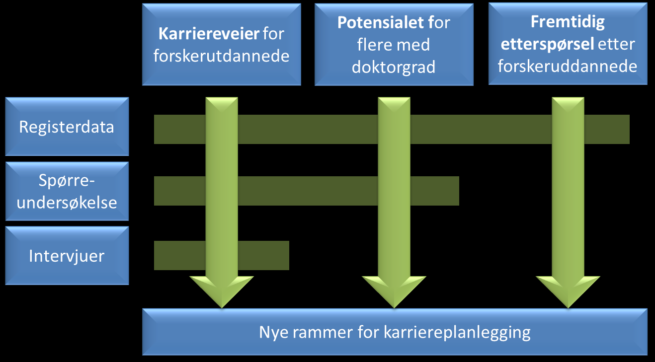 å tilrettelegge for og synliggjøre ulike karriereveier for forskere og doktorenes kompetanse for forskning og høyere utdanning i samfunnet å synliggjøre vilkårene for doktorgradskandidater i Norge