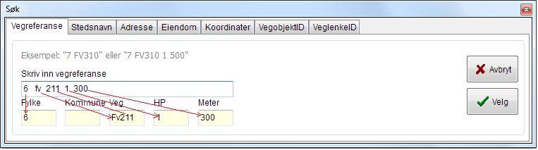 2.8 Søke i kartet Søkeknappen på toppen av kartet gir tilgang til ulike måter å finne frem i kartet. Stedsnavn-, Adresse- og Eiendomssøk er basert på tjenester som leveres av kartverket.