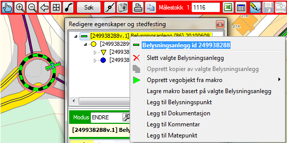 Figur 24: Et høyreklikk på mor-objektet gir nye muligheter, bl.a. å legge til datterobjekter. Den samme funksjonen finnes for datterobjekter på alle nivåer nedover.