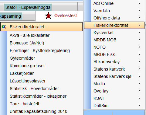 Kartfunksjoner Fiskeridata Ved å aktivere «Fiskeridirektoratet» får en