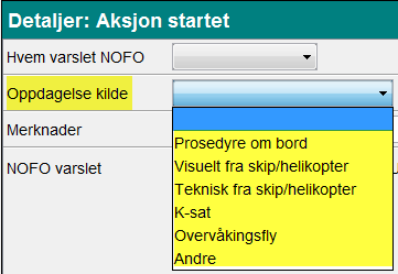 Utfylling av fakta Aksjon startet NORSK