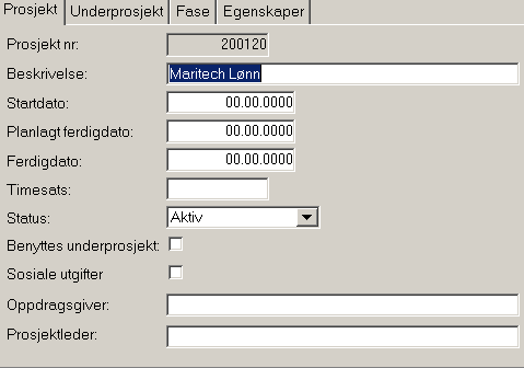 5.3.1 Utdrag felter for prosjekt: Prosjektnr Forslag tildeles ved oppretting av prosjekt, kan endres under oppretting.