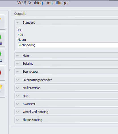 4. Oppsett for web-booking Det er ikke nødvendig å klikke på Lagre etter hver innstillingsmulighet, for så gå inn igjen og sette andre innstillinger. Husk derimot å lagre til slutt! 4.