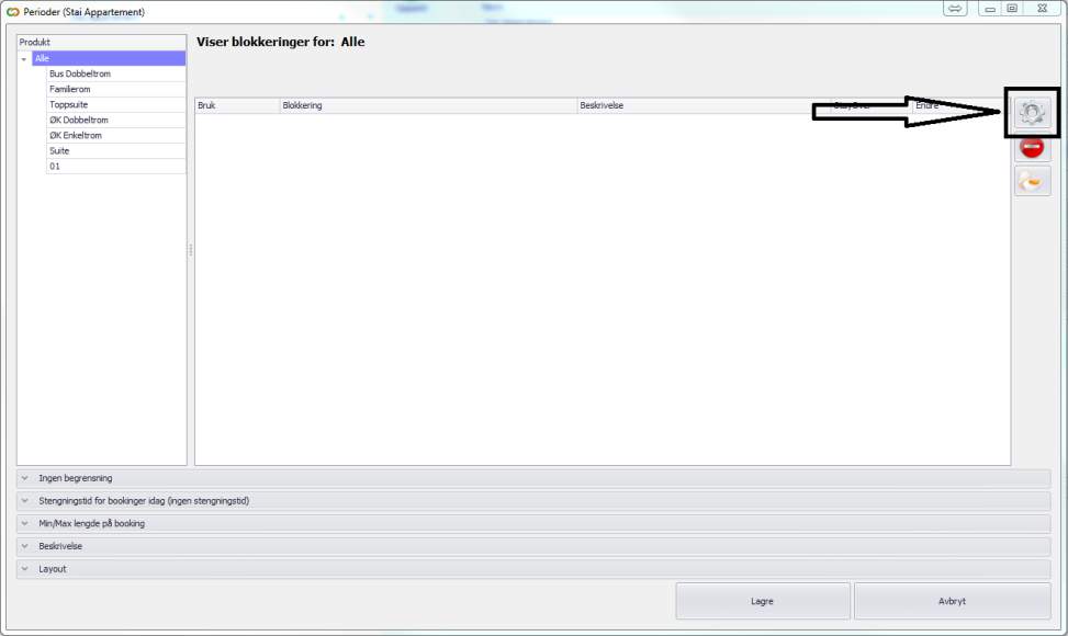 4.4.2 Legge inn blokkeringer Klikk på tannhjulikonet