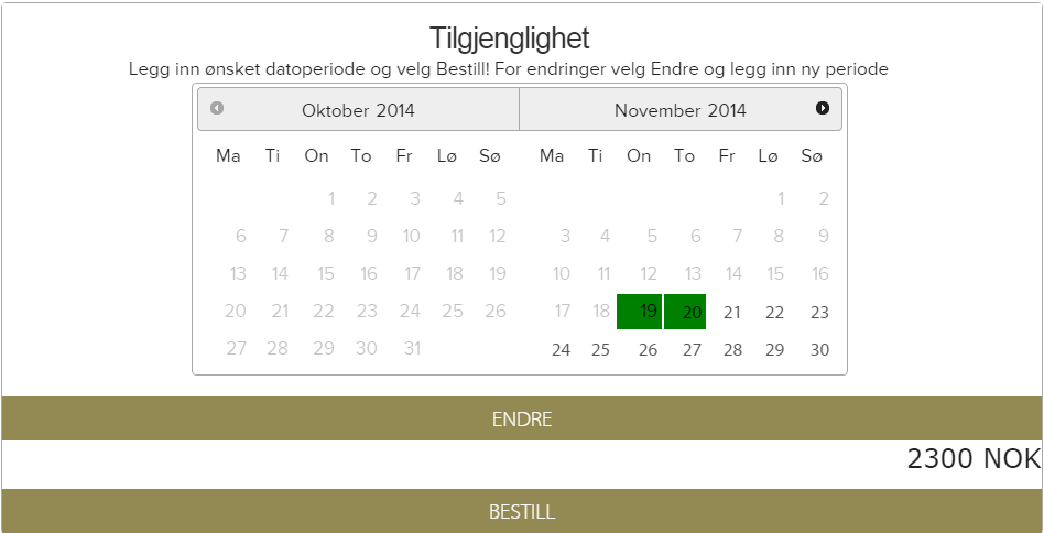 Ved å sette Fast byttedag vil alle bookinger styres til å starte og slutte på angitt dag. Denne funksjonen overstyrer Min/Max lengde på booking. 4.