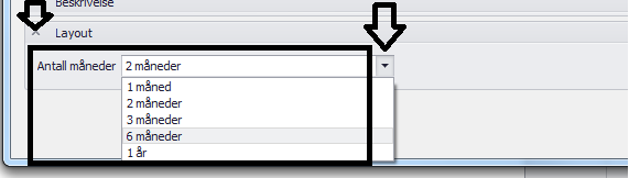 4.4.8 Layout Klikk på pilen til venstre for Layout Her velger du antall måneder som skal vises i tilgjengelighetskalenderen i web-bookingen. Valget står mellom 1, 2, 3,6 eller 12 måneder. 4.4.9 Husk å lagre!