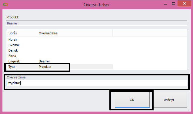 9.2 Aktivitetsstandard/Tjenester Du har mulighet til å legge inn oversettelser for produktene som du legger ut på web.