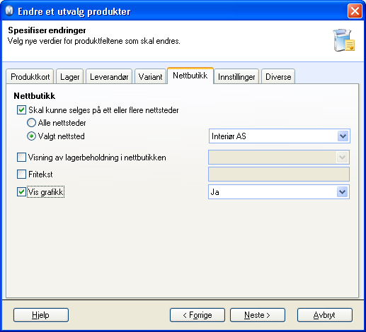 Produkter i nettbutikk Produktene du velger å tilby dine kunder i din nettbutikk kan hentes direkte fra Produktregisteret.