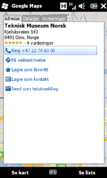 1. På skjermbildet Google Maps velger du Søk. Kapittel 11 Finne og registrere steder 221 2. Skriv inn navnet, adressen eller postnummeret til stedet i søkefeltet, og klikk deretter på OK. 3.