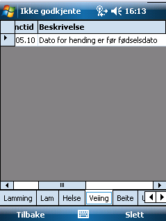 Sjekk data Under menyvalget Synkronisering/Sjekk data finner du bildene Vis alle, Vis godkjente, Vis ikke overførte og Vis ikke godkjente.