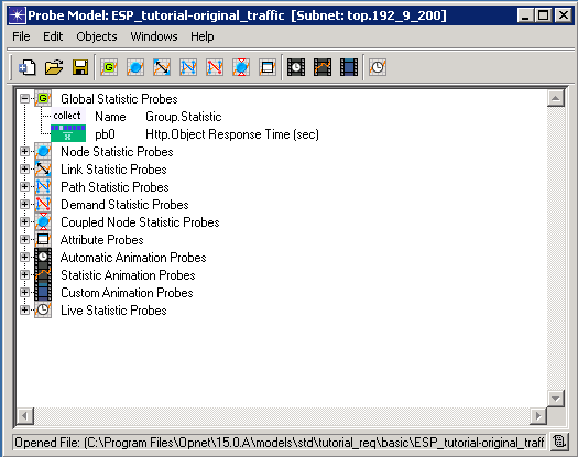 A.3.8. Måleverdigiver Editor Måleverdigiver editoren (eng. Probe Editore) lar deg angi statistikker som skal samles under simulering.