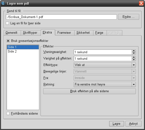 I arkfanen Framviser bestemmer du hvilken visningsmåte Adobe Reader skal åpne pdffila med.