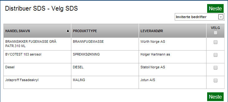 Skriv ut Sikkerhetsdatablad/stoffkartotek (SDS) - 1 1 Trykk på «skriv ut» 2 Trykk på «VELG» i grått felt for å skrive ut