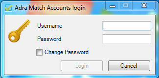 PÅLOGGING LOGGE PÅ MED ENKEL PÅLOGGING Bruk Windows-godkjenning for Enkel pålogging. Du logges automatisk på når du starter Adra Match Accounts.